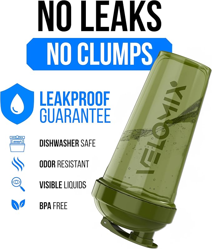 VELOMIX 6 Pack 28oz Protein Shaker Bottle, Stealth Edition | 6x Wire Whisk, Leak Proof Shaker Cups for Protein Shakes, Stackable, Dishwasher safe, BPA free, Pre Workout and Gym ready