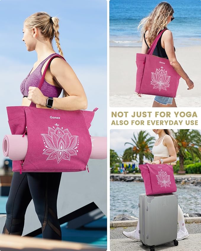 Gonex Yoga Mat Bag with Zipper Mat Carrier Canvas Gym Tote | Durable Canvas, Zipper Closures Prevent Slipping, Quick Access, Bottle Holder, Fits Yoga Blocks, Gym & Travel Use