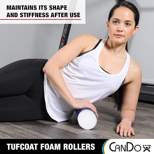 CanDo Premium TufCoat Blue Coated Foam Rollers for Muscle Restoration, Massage Therapy, Rehabilitation, Sport Recovery and Physical Therapy for Home, Clinic and Gym