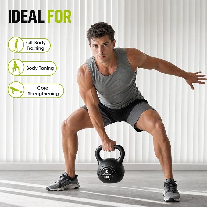 ProsourceFit Vinyl Plastic Kettlebell from 10, 15, 20, 25, 30 and 35 lbs