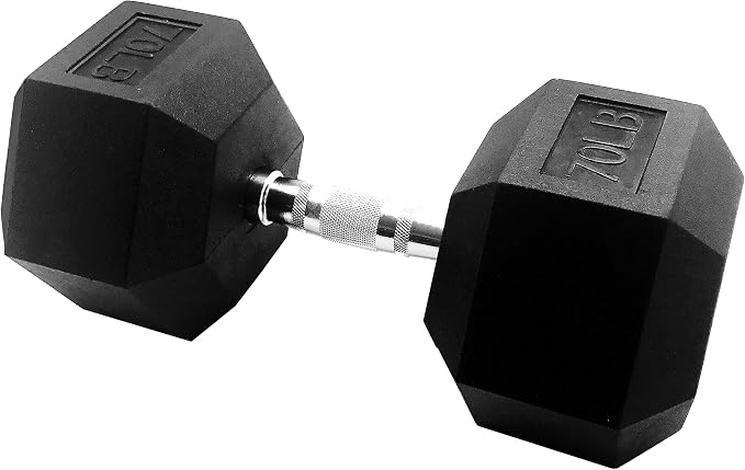 Signature Fitness Rubber Coated Hex Dumbbells Hand Weights for Exercises and Fitness Home Gym, 5-50 lbs, Pairs