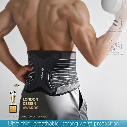 Ultra Thin Back Brace for Men and Women, Lower Back Support Belt with Adjustable Compression Straps, Breathable Lumbar Support Brace, Lightweight Waist Wrap for Work, Lifting, Gym (Black, Size XL)