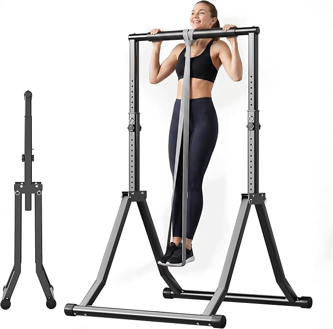 Foldable Pull Up Bar Station 66.1''-84.6'' Power Tower