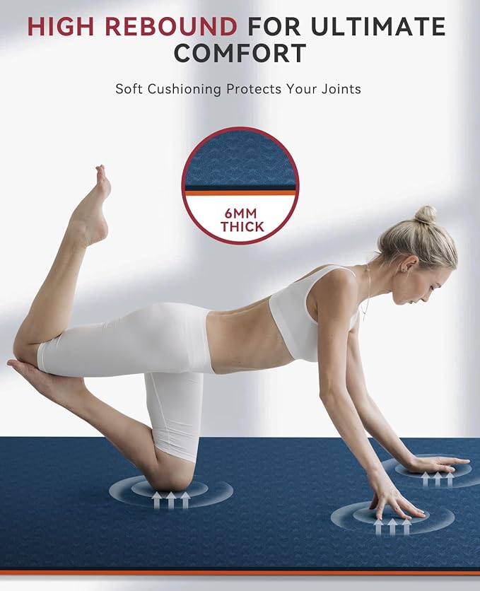 HAPBEAR Large Yoga Mat - 72"x36"x6mm (1/4 inch), Extra Wide Non-Slip Exercise Mat for Home Workout, Yoga, Pilates & Stretching, Durable, Includes Carry Bag