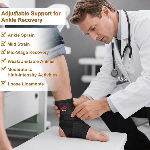 Vinaco Ankle Brace, 2 Pack Ankle Support for Sprained Ankle, Men & Women | Breathable Neoprene, 360° Compression Ankle Support with Adjustable Wrap, Strong Stabilize Ligaments For Sports & Recovery