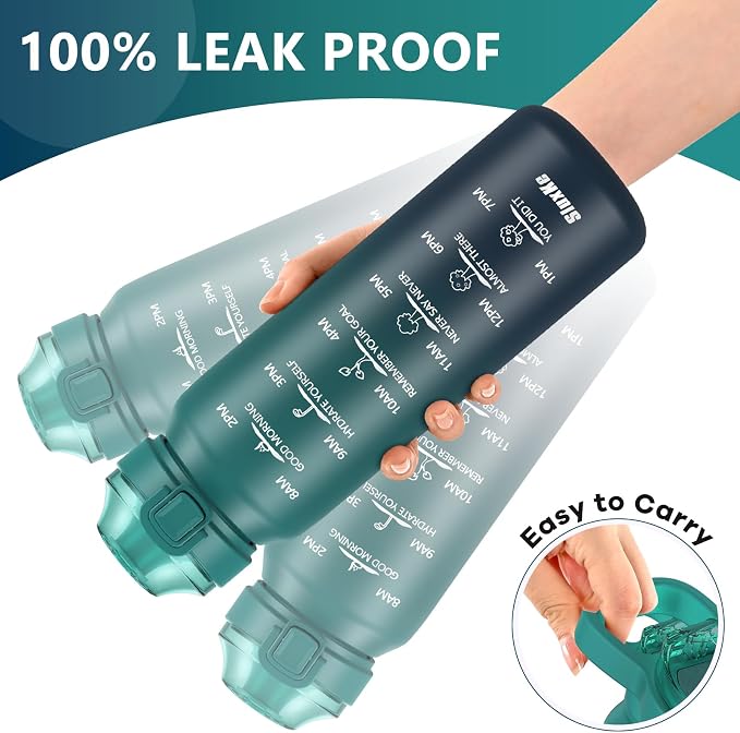 SLUXKE 32oz Insulated Water Bottle with 2Lids(Straw Lid & Spout Lid), 1000ml Stainless Steel Water Bottle Double Walled Leakproof, Reusable Metal Bottle Keep Cold & Hot for Men, Women BLUE BLUE