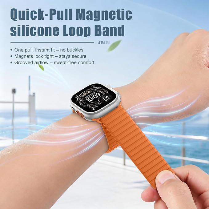 Magnetic Sport Silicone for Apple Watch Ultra 3 2 Band 49mm 46 45 44mm Men | Upgraded Magnet,Two-Tone Design,Waterproof,Soft Loop Strap for iWatch Ultra 3/2 Series 11 10 9 8 7 6 5 4 SE 46mm 45mm 44 49