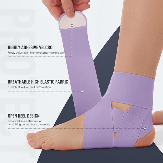 Ultra Thin Ankle Wraps Ankle Brace for Men ＆ Women, Adjustable Ankle Straps for Arch, Sprained Foot, Tendinitis, Football, Basketball, Running（Violet, Pack of 1）