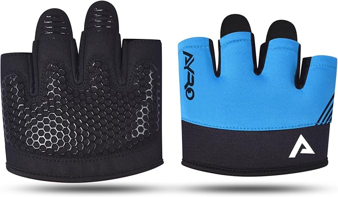 AYRO Workout Gloves for Men & Women, Minimal Short Partial Gym Gloves, Weight Lifting Gloves with Full Palm Protection, Extra Grip Pads & Hand Support for Training & Fitness