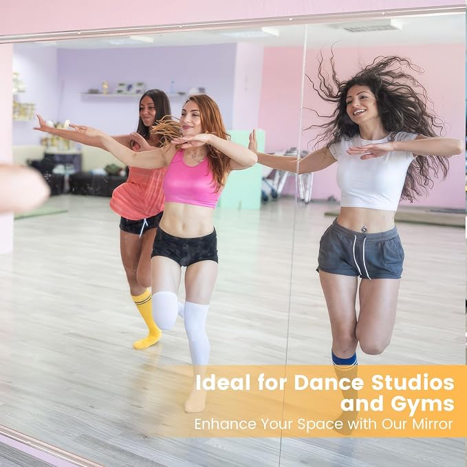 Amorho Gym Wall Mirror, 56''x24''(Each)-2PCS | Frameless Full Body Mirror for Gym, Tempered Glass, Yoga Studios, Dance Rooms, Garage Gyms.