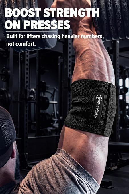 Iron Bull Strength Compression Elbow Sleeves for Lifting (Black, 12") - Maximum Compression for Bigger Bench Press PRs