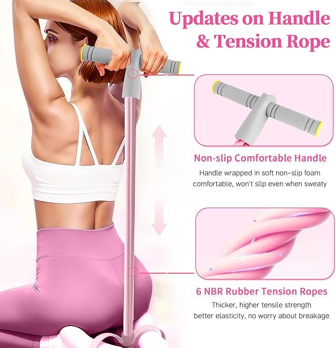 Pedal Resistance Bands with Handles, Durable 6-Tubes Multifunction Pedal Resistance Band, Natural Rubber Foot Pedal Resistance Bands, Fitness Resistance Bands for Abdomen, Waist, Arm, Leg