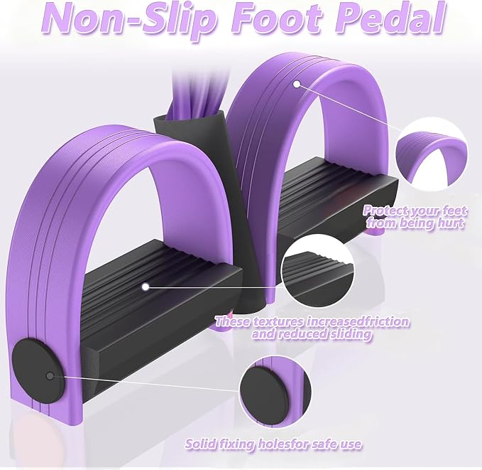 6-Tube Pedal Resistance Band for Women,Fixed High Resistance Foot Pedal Exerciser,Anti-Snap Home Gym Workout Equipment for Abdomen,Waist,Arm,Leg,Glutes,Full Body Toning & Strength Training