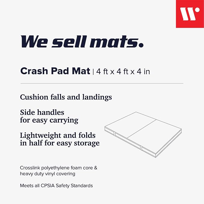 We Sell Mats Bifolding Gymnastics Crash Landing Mat Pad, Safety for Tumbling, Back Handspring Training and Cheerleading