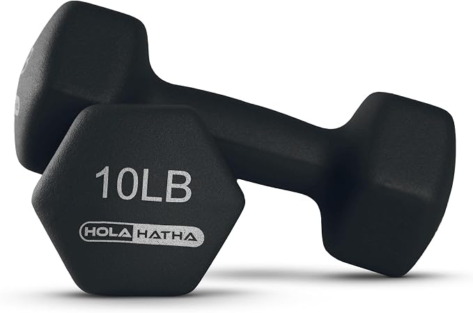 HolaHatha 1, 2 and 3 lb Neoprene Dumbbell Strength Training Weight Set with Rack