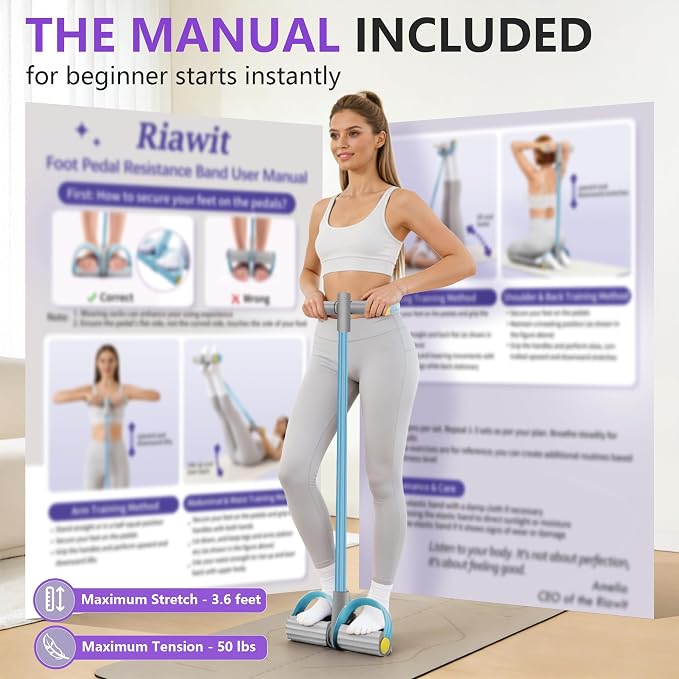Upgraded Pedal Resistance Band with Handle, Soft Durable Fashion Puller Exercise with Thickened 6 Tension Ropes, Tube Pedal Resistance Device for Abdomen, Waist, Arm, Leg, Core/ABS
