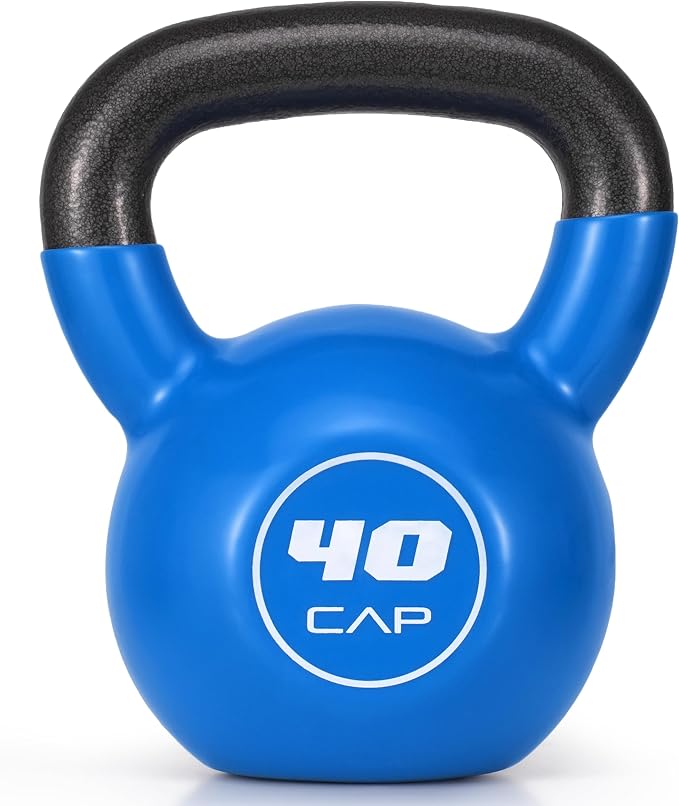CAP Vinyl Coated Cast Iron Kettlebell, 10-50 LB Home Gym Weight