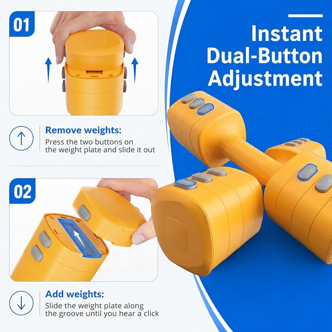 Adjustable Dumbbell Set, 4 in 1 Free Weights for Women with Fast Adjustment, Each 2.2/3.3/4.4/5.5lb Hand Weights, Compatible with Kettlebells for Home Gym Exercise & Fitness