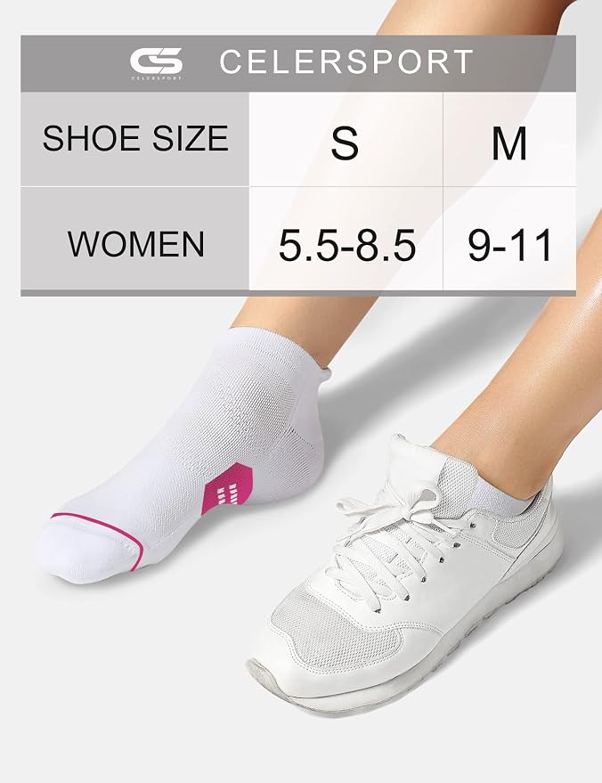 CS CELERSPORT 6 Pack Women's Ankle Running Socks Cushioned Low Cut Tab Athletic Socks