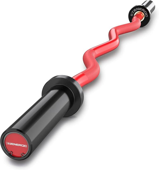 47” Solid Steel Olympic Curl Bars, 500LB | EZ and Super EZ curl bars with knurled grips, rotating sleeves, solid steel build, and 2-inch Olympic plate compatibility