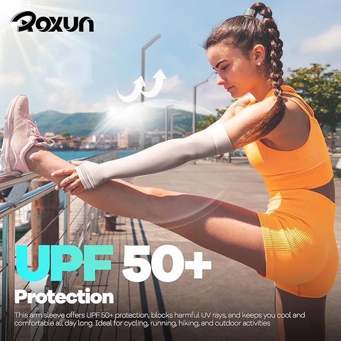 ROXUN Arm Sleeves with Thumb Hole, Cooling UV Sun Protection for Men/Women | High‑elastic fabric,compression tattoo cover up for men/women,great for outdoor activities