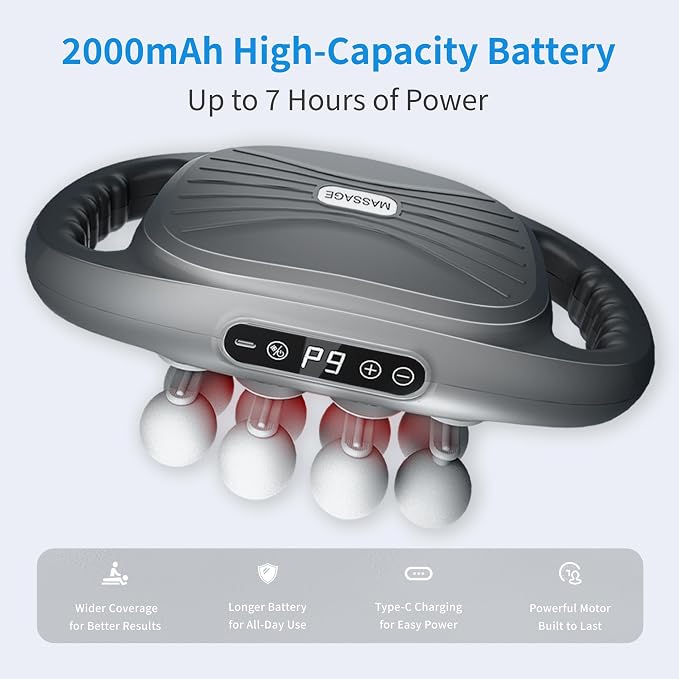 16 Head Deep Tissue Massage Gun, Handheld Percussion Massager | 9 Modes & 9 Intensities, 16-Head Wide Coverage, Cordless Design, 10mm Amplitude, USB-C Rechargeable for Back, Neck & Legs