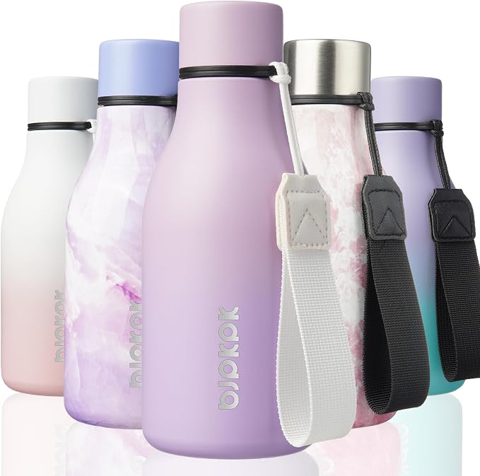 BJPKPK 12oz Insulated Water Bottle, Stainless Steel Bottle with Carry Strap | Keep Cold & Hot Vacuum Insulation, Leak-Proof BPA-Free Design, Slim Bottle Fits Most Cup Holders for Gym, Office & Travel