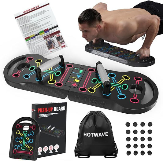 HOTWAVE Push Up Board, Portable PushUp Board, Foldable 20 in 1 Push Up Bar | Multifunctional Pushup Handles for Floor, Professional Strength Training Equipment For Men and Women at Home Gym