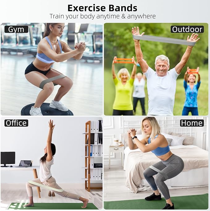 Resistance Bands for Working Out, 5-Pack Elastic Exercise Bands for Strength Training, Stretching, Workout; Home Gym Equipment for Women Men, Pilates Yoga Physical Therapy, Leg Glute Arm Exercise Kit