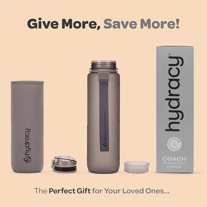 Hydracy Motivational Water Bottle with Time Marker & Fruit Infuser 32 oz | BPA-Free Tritan, Leakproof Flip-Top Lid,No-Sweat Sleeve,Carry Strap,Daily Intake Tracking for Gym,Sports,Outdoors