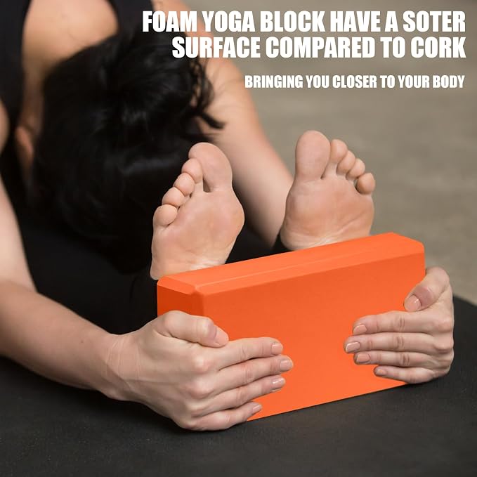 Septo 2 Pcs Yoga Blocks, 9x6x3 Inch Foam Blocks for Pilates | High density EVA foam Yoga Props lightweight non-slip surface for meditation stretching balance training