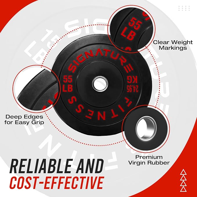 Fitvids 2-Inch Olympic Rubber Weight Plates Sets, Bumper Plates Set Barbell with Mat for Strength Training, 80-370 Lbs Multiple Options