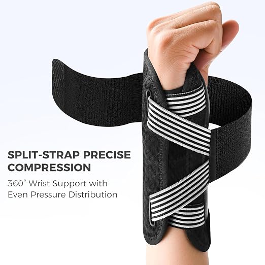 Carpal Tunnel Wrist Brace with Removable Splints, Breathable Wrist Support for Men & Women, Night & Work Support, Pain Relief, Tendonitis, Sprain, Rigid Hand Brace for Arthritis, Right Hand (S/M, Black/Gray)