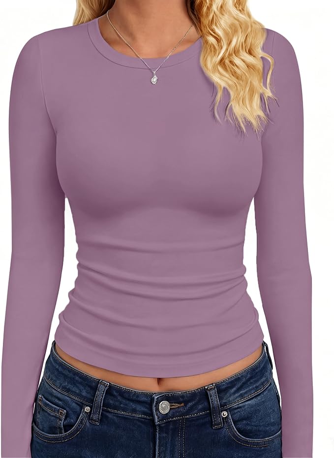 GAYHAY Long Sleeve Shirts for Women Tops Fitted Clothes Fall Fashion 2026 | Basic Tees, Girls School Outfits, Y2k Winter Tshirt, Tight Underscrub, Workout Casual, Cute Trendy Plain Compression Layering