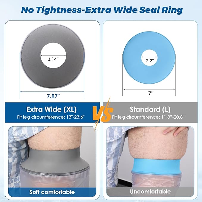 Cast Covers for Shower Leg, Waterproof XL Full Leg Cast Cover for Showering | Cast Protector for Shower Leg Adult, Reusable Leg Cover for Showering after Surgery Thigh Knee Foot Ankle Wound Boot&Brace