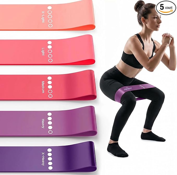 5-Pack Workout Resistance Bands: Elastic for Strength, Stretching, Pilates & Yoga. Home Gym Equipment for Men/Women, Suits Physical Therapy, Leg/glute/arm Training—Practical, Multi-use.
