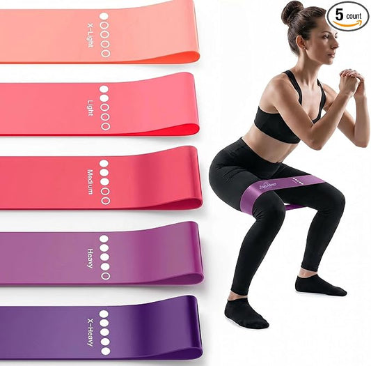 5-Pack Workout Resistance Bands: Elastic for Strength, Stretching, Pilates & Yoga. Home Gym Equipment for Men/Women, Suits Physical Therapy, Leg/glute/arm Training—Practical, Multi-use.