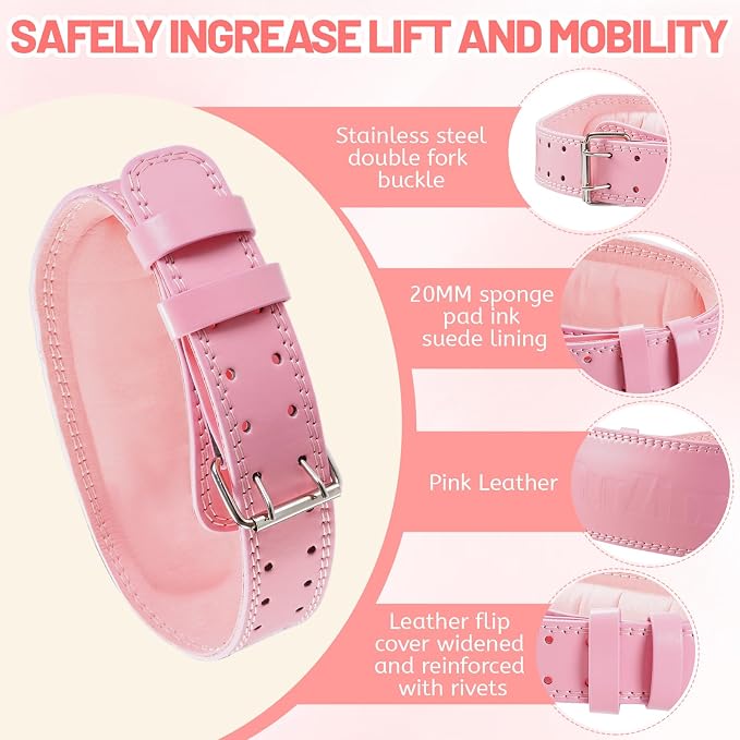 9mm Leather Fitness Weight Lifting Belt for Women&Men with 4 Inches Padded Lumbar Support for Power Lifting Workout & Squats Exercise