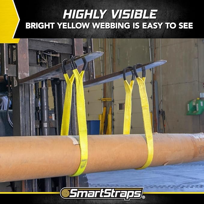 SmartStraps 2”x6’ Nylon Webbing Sling (1pk) – 6,400lb Vertical Lifting Capacity – Safely Lift Heavy Loads, Made with Strong Flexible Webbing, Small, Yellow