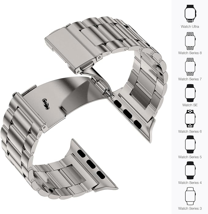 EPULY Metal Band Compatible with Apple Watch Bands for Men 40/41/38/42mm | Stainless Steel Strap Suitable for Business Setting, Casual & Everyday Wear, Fits iWatch Series 11 10 9 8 7 6 5 4 SE3 2 1
