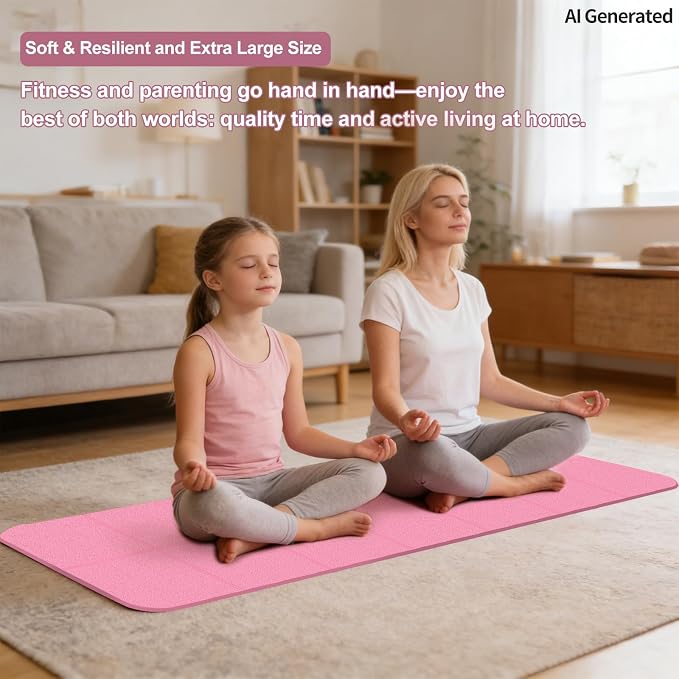 Foldable Yoga Mat with Resistance Band & Sliding Discs, 0.24" Thick Eco-Friendly TPE Non-Slip Workout Mat, Portable for Yoga, Pilates, Home Gym & Travel (72." x 24" x 0.24")