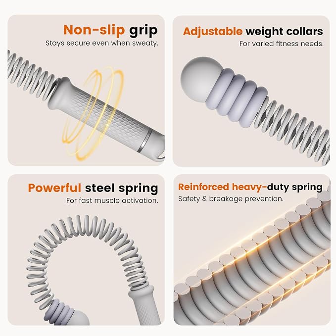Adjustable Ropeless Battle Ropes, Portable Cordless Battle Ropes for Home Gym, Workout Equipment Exercise Rope for Low-Impact Workout, Strength & HIIT, for Men & Women (Grey)