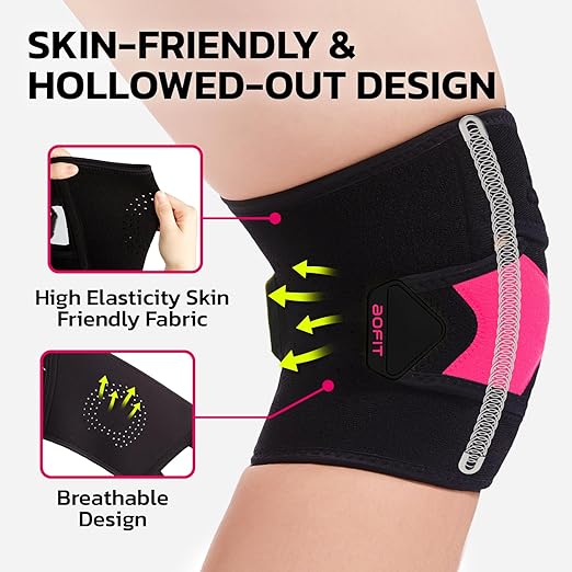 Knee Brace for Women& Men (1 Pair), Knee Braces Wrap Adjustable Compression Sleeve Knee Support with Memory Stabilizers,Knee Support for Knee Pain Relief Meniscus Tear HotPink XL