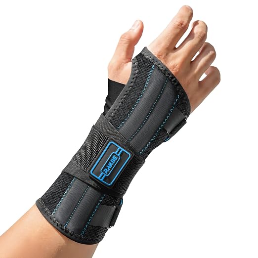 Rakiie Upgraded Carpal Tunnel Wrist Brace, Night Support for Arthritis, Sprain & Tendonitis Pain Relief, Flexible 3-Bar Support, Breathable Fit Hand Splint for Men & Women (Blue, Small, Right Hand)