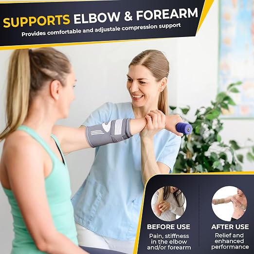 NeoTech Care Elbow Support Brace (Gray, Size S, 1 Pair)