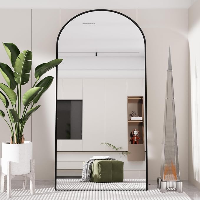 LFT HUIMEI2Y 71"x32" Arch Full Length Mirror, Black Floor Mirror | Tempered Oversized Mirror Full Body with Aluminum Alloy Frame; Standing, Leaning, or Wall Mount for Bedroom, Living Room