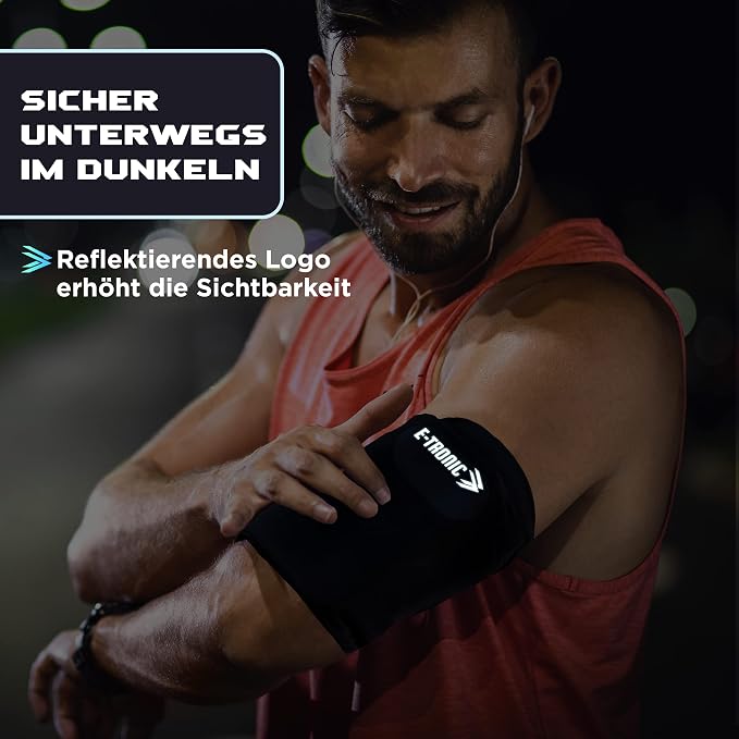 Phone Holder for Running, Cell Phone Arm Bands with Reflective Logo, Phone Strap Armband Fits iPhone and Android, Use for Running, Walking, Hiking and Biking, Gray, Medium