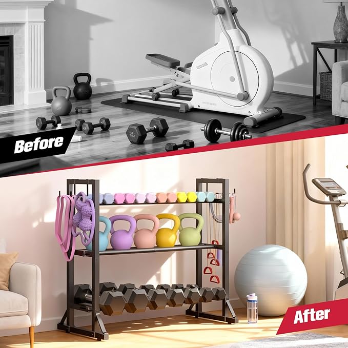 Dumbbell Rack Stand Only, Adjustable Weight Rack for Home Gym, Capacity Weight Storage Stand, Kettlebell & Dumbbell Organizer, Space-Saving Fitness Equipment Rack