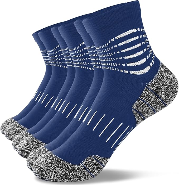 IRAMY Ankle Compression Socks for Women Men Plantar Fasciitis Relief 3/5 Pairs Cushioned Athletic Running Socks