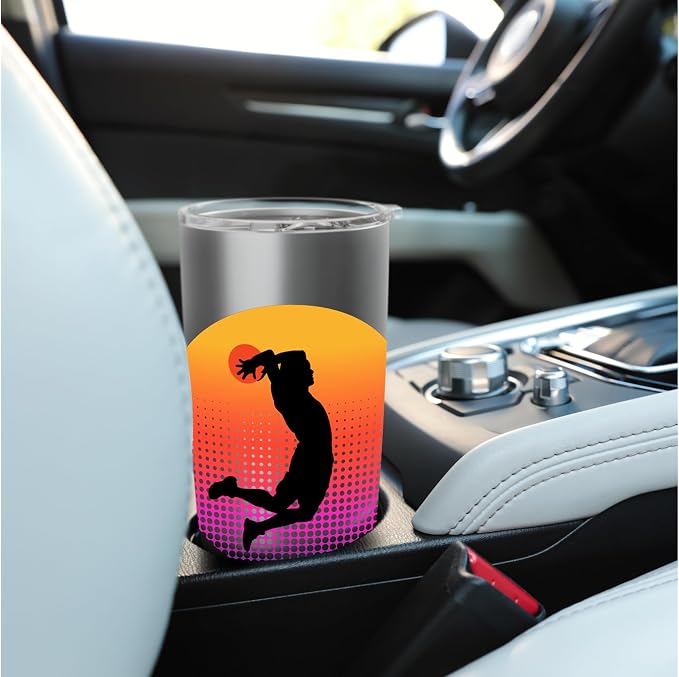 Basketball Game Hoop Slam Dunk Ball Retro Sunset Player Gift Stainless Steel Insulated Tumbler